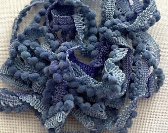 Galaxy Blue Mini Pom Pom Trim (MPP-77) by Vintage NeedleArts ~ hand-dyed 2 continuous yards