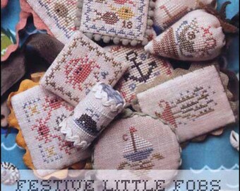 PAPER Cross Stitch Chart - Festive Little Fobs Seaside Edition from Heartstring Samplery