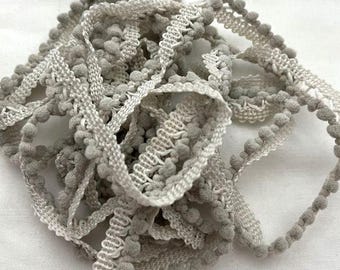 Taupe Mini Pom Pom Trim (MPP-57) by Vintage NeedleArts ~ hand-dyed 2 continuous yards