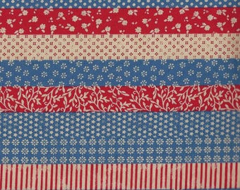 FAT QUARTER ~ Coffee Dyed Patriotic Calico Fabric ~ hand dyed 100% cotton 18x22 inches pre-cut