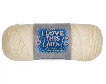 I Love This Yarn! (Ivory) ~ super soft machine washable 100% acrylic