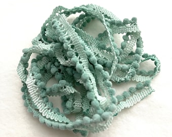 Verdigris Mini Pom Pom Trim (MPP-47) by Vintage NeedleArts ~ hand-dyed 2 continuous yards