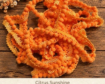 Citrus Sunshine Hand Dyed Mini Pom Pom Trim (MPP-102) ~ 2 continuous yards per package