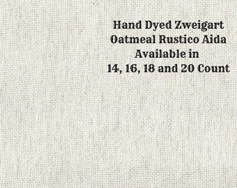 Crema Rustic Aida (OR-DDA-10) ~ Hand Dyed Zweigart Oatmeal Rustico Cross Stitch Fabric from Vintage NeedleArts