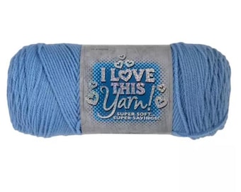 I Love This Yarn! (Medium Blue) ~ super soft machine washable 100% acrylic
