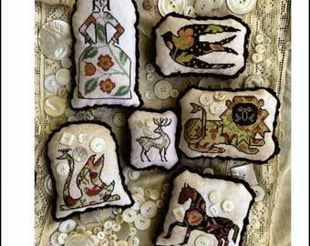 PAPER CHART - Cookie Cutters 4 from Kathy Barrick - cross stitch chart design primitive smalls butterfly whale set of six patterns
