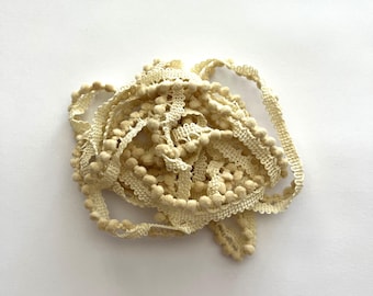 Almond Butter Mini Pom Pom Trim (MPP-56) by Vintage NeedleArts ~ hand-dyed 2 continuous yards