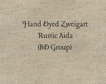 Khaki Rustic Aida (OR-BDA-38) ~ Hand Dyed Zweigart Oatmeal Rustico Cross Stitch Fabric