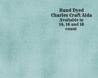 Aqua Aida (CC-BDA-59) ~ Hand Dyed DMC/Charles Craft Cross Stitch Fabric from Vintage NeedleArts