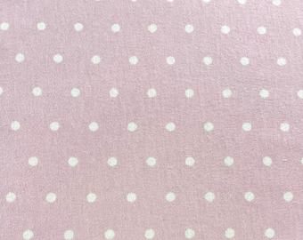 PER YARD ~ Robert Kaufman Cotton Flannel White Dots on Pink Fabric ~ 100% cotton - brushed for softness