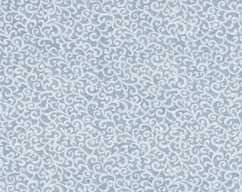 FAT QUARTER ~ Scroll Vines Embossed Cotton (Nantucket Blue) ~ Hand Dyed Fabric from Vintage NeedleArts 18x22 inches