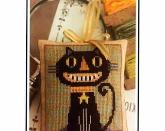 PAPER CHART - Halloween Cat from Twin Peak Primitives - cross stitch chart design Halloween October 31st black cat