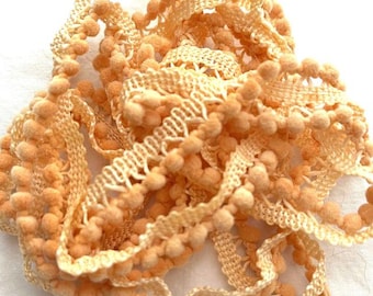 Tangerine Mini Pom Pom Trim (MPP-53) by Vintage NeedleArts ~ hand-dyed 2 continuous yards