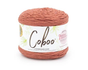 Lion Brand Coboo Yarn (Russett) ~ super soft and breathable machine washable lightweight blend of cotton and bamboo #3 lightweight yarn