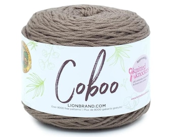 Lion Brand Coboo Yarn (Taupe) ~ super soft and breathable machine washable lightweight blend of cotton and bamboo #3 lightweight yarn