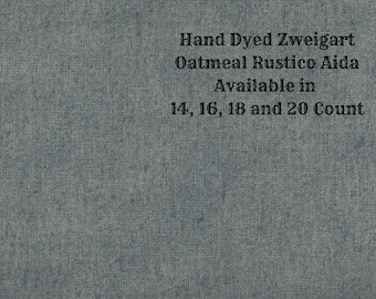 Nantucket Green Rustic Aida (OR-BDA-64) ~ Hand Dyed Zweigart Oatmeal Rustico Cross Stitch Fabric from Vintage NeedleArts