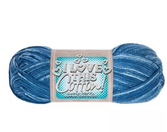 I Love This Cotton! Print Yarn (Denim Blue) ~ soft machine washable 100% cotton yarn amigurumi crochet knitting multicolored variegated