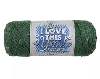 I Love This Yarn Tweed (Forest Green) ~ super soft machine washable acrylic