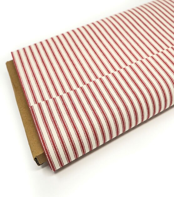 Red/Natural Striped Ticking fabric ~ Rockland/Roc-Lon 100% cotton woven  fabric - 18x22 inches