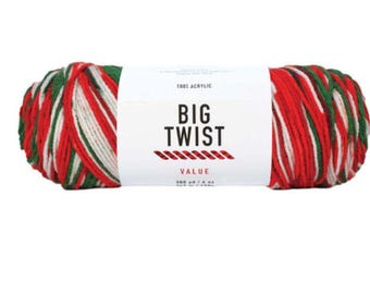 Big Twist Ombre Value Yarn (Merry and Bright) ~ 100% worsted acrylic super soft machine washable super soft red green white Christmas