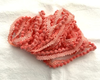 Coral Mini Pom Pom Trim (MPP-71) by Vintage NeedleArts ~ hand-dyed 2 continuous yards