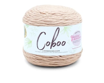 Lion Brand Coboo Yarn (Tan) ~ super soft and breathable machine washable lightweight blend of cotton and bamboo #3 lightweight yarn