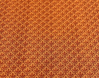 PER YARD ~ Keepsake Calico Scalloped Trellis Orange Quilter's Cotton ~ 100% cotton fabric orange flower scallop