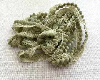 Moss Mini Pom Pom Trim (MPP-35) by Vintage NeedleArts ~ hand-dyed 2 continuous yards