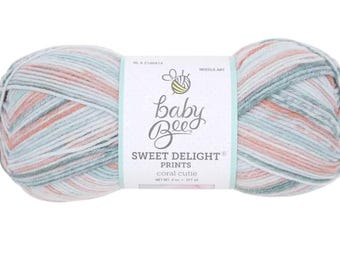 Baby Bee Sweet Delight Prints Yarn (Coral Cutie) ~ super soft machine washable acrylic/polyamide blend