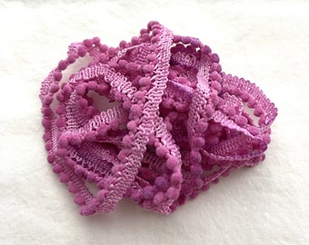 Berry-licious Mini Pom Pom Trim by Vintage NeedleArts ~ hand-dyed 2 continuous yards