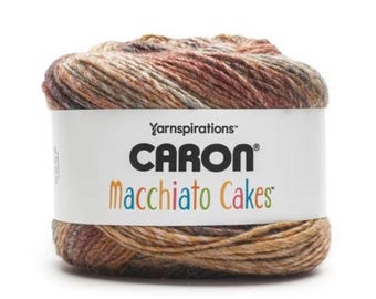 Yarnspirations Caron Macchiato Cakes Yarn (Boundless) ~ 5 bulky acrylic wool blend variegated blend of gold, tan and oranges