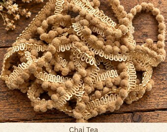 Chai Tea Hand Dyed Mini Pom Pom Trim (MPP-42) ~ 2 continuous yards per package