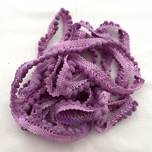 Violet Craze Mini Pom Pom Trim (MPP-86) by Vintage NeedleArts ~ hand-dyed 2 continuous yards