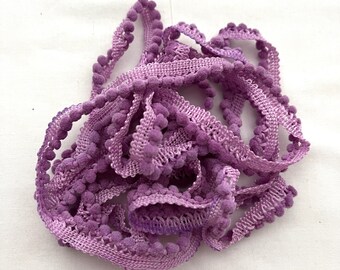 Violet Craze Mini Pom Pom Trim (MPP-86) by Vintage NeedleArts ~ hand-dyed 2 continuous yards