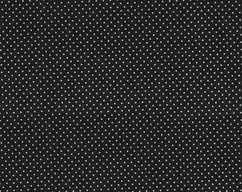 PER YARD ~ Black and White Pin Dots Quilter's Cotton ~ 100% cotton fabric white polka dots on a black background