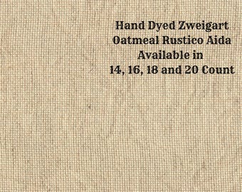 Tangerine Rustic Aida (OR-DDA-53) ~ Hand Dyed Zweigart Oatmeal Rustico Cross Stitch Fabric from Vintage NeedleArts