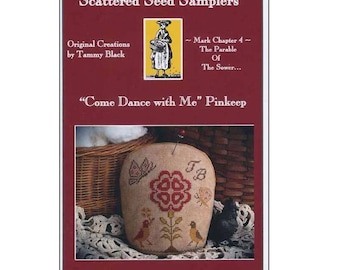 PAPER Cross Stitch Chart - "Come Dance with Me" Pinkeep from Scattered Seed Samplers