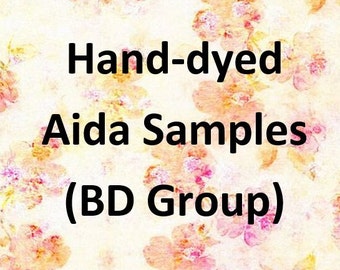 D, E and F - Sample Size Vintage NeedleArts hand-dyed Aida cross stitch fabric 3x5 approximate size