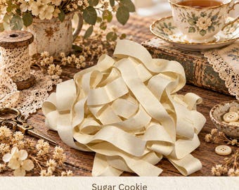 Sugar Cookie Rustic Hand Dyed Ribbon (SB-11) ~ 5/8" wide seam binding crinkle trim ~ 5 continuous yards per package