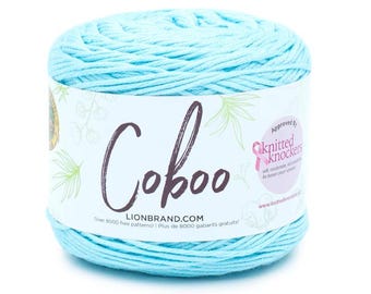 Lion Brand Coboo Yarn (Ice Blue) ~ super soft and breathable machine washable lightweight blend of cotton and bamboo #3 lightweight yarn