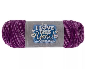 I Love This Yarn Stonewash Print (Deep Violet) ~ super soft machine washable 100% acrylic