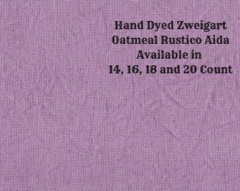 Orchid Rustic Aida (OR-DDA-85) ~ Hand Dyed Zweigart Oatmeal Rustico Cross Stitch Fabric from Vintage NeedleArts