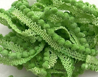 Shamrock Mini Pom Pom Trim (MPP-52) by Vintage NeedleArts ~ hand-dyed 2 continuous yards