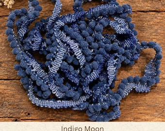 Indigo Moon Hand Dyed Mini Pom Pom Trim (MPP-116) ~ 2 continuous yards per package