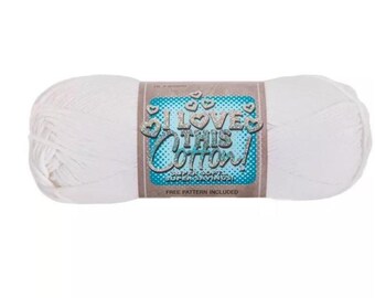 I Love This Cotton! Yarn (White) ~ soft machine washable 100% cotton yarn amigurumi crochet knitting