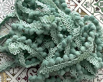Verdigris Mini Pom Pom Trim (MPP-47) by Vintage NeedleArts ~ hand-dyed 2 continuous yards
