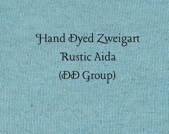 Turquoise Blue Rustic Aida (OR-DDA-23) ~ Hand Dyed Zweigart Oatmeal Rustico Cross Stitch Fabric