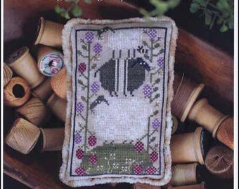 PAPER CHART - Sheep Heap from Plum Street Samplers - cross stitch chart design primitive farm flowers
