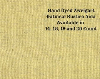 Saffron Rustic Aida (OR-DDA-54) ~ Hand Dyed Zweigart Oatmeal Rustico Cross Stitch Fabric from Vintage NeedleArts
