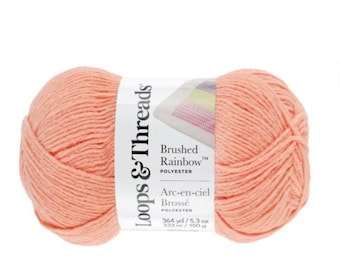 Baby Rainbow Yarn by Loops & Threads (Peach) ~ soft machine washable easy-care 100% polyester Brushed Rainbow medium #4 weight
